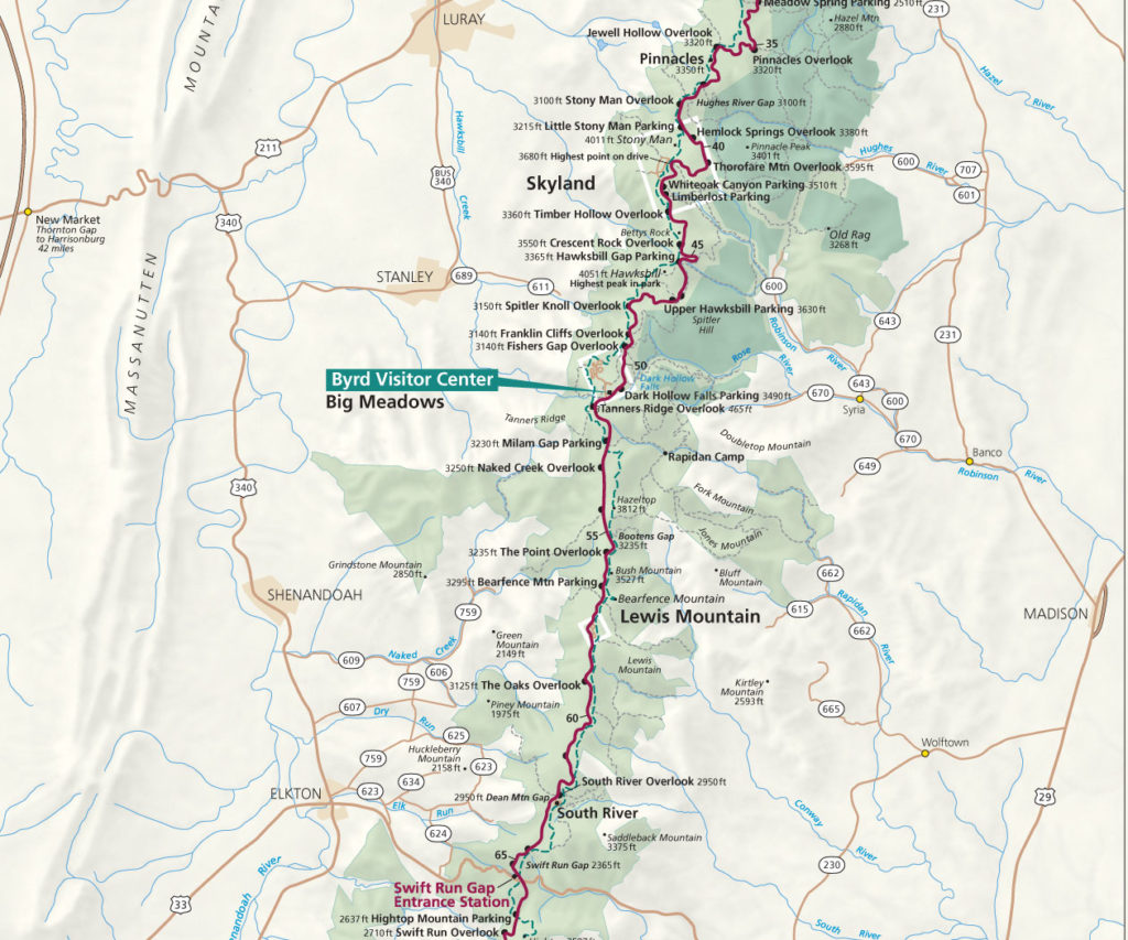 skyline drive shenandoah map skyline drive shenandoah map